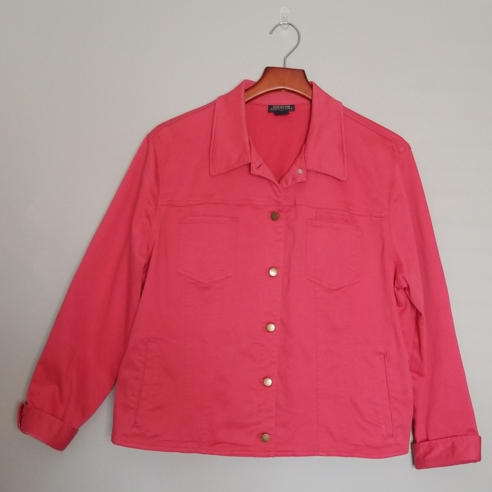 {Jones New York} Pink Denim Button Down Jacket
